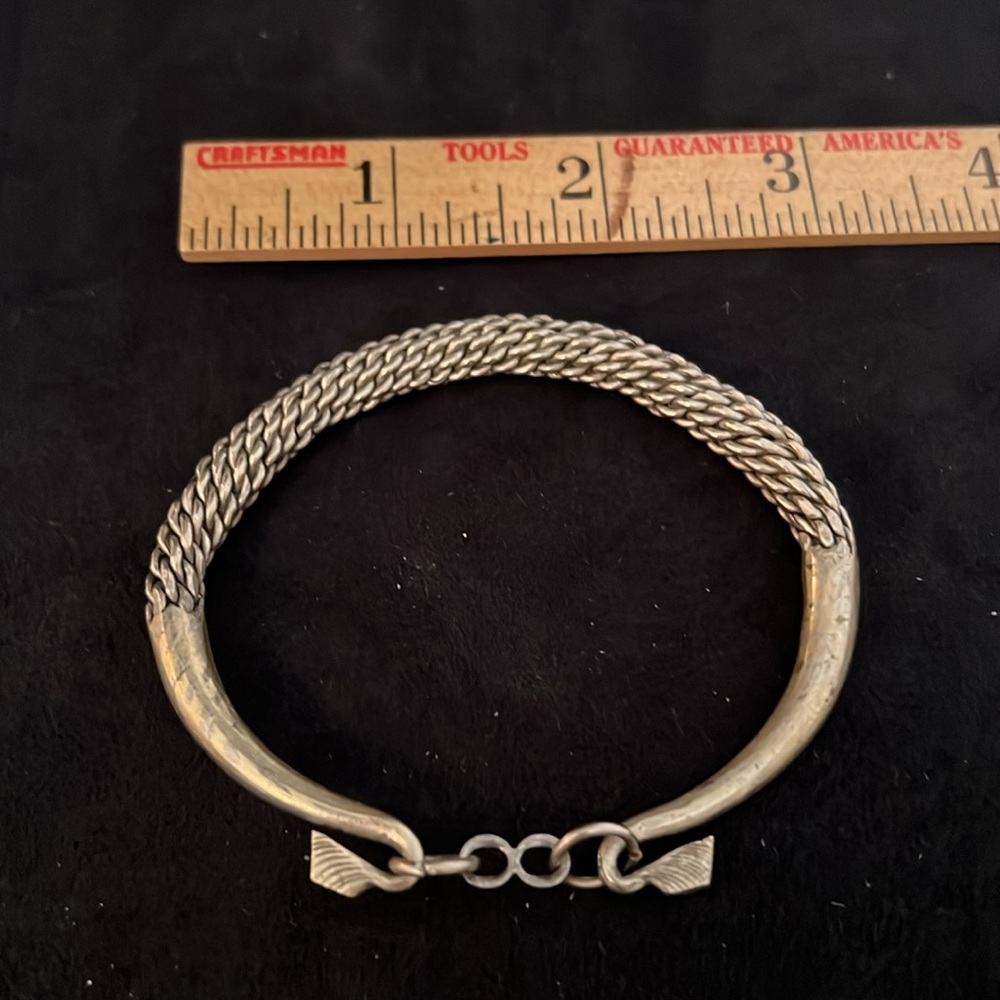 Unmarked Tribal Sterling Silver wrapped cuff bracelet